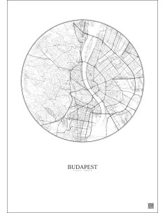 Budapest City Map Poster 6km | Gravura – Light background 2