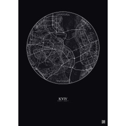 Kyiv City Map Poster 10km | Gravura – Dark background