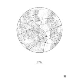 Affiche Kyiv – Poster carte de ville 10km | Gravura – Fond clair
