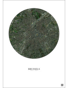 Affiche Brussels – Poster vue satellite 6km Couleur | Gravura – Fond clair 2