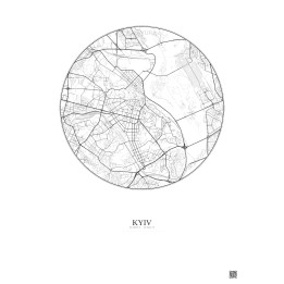 Affiche Kyiv – Poster carte de ville 6km | Gravura – Fond clair