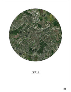 Affiche Sofia – Poster vue satellite 6km Couleur | Gravura – Fond clair 2