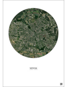Minsk Satellite View Poster 10km Color | Gravura – Light background 2
