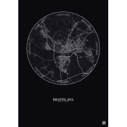 Affiche Bratislava – Poster carte de ville 10km | Gravura – Fond foncé