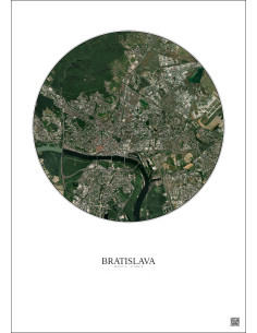 Affiche Bratislava – Poster vue satellite 6km Couleur | Gravura – Fond clair 2