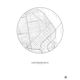Affiche San Francisco – Poster carte de ville 2.5km | Gravura – Fond clair
