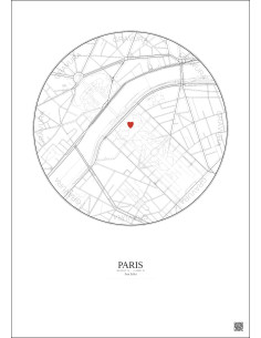Paris - Custom City Map 1 km · Light background 2
