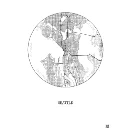 Affiche Seattle – Poster carte de ville 10km | Gravura – Fond clair