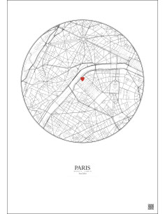 Paris - Custom City Map 2.5 km · Light background 2