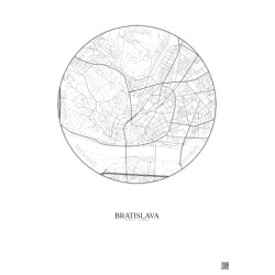 Affiche Bratislava – Poster carte de ville 2.5km | Gravura – Fond clair