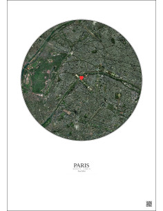 Paris - Vue satellite personnalisée 5 km · Couleur · Fond clair 2