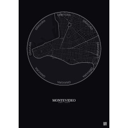 Affiche Montevideo – Poster carte de ville 2.5km | Gravura – Fond foncé