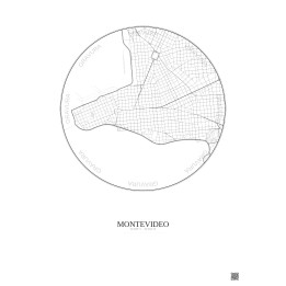 Affiche Montevideo – Poster carte de ville 2.5km | Gravura – Fond clair
