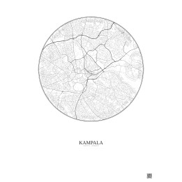 Affiche Kampala – Poster carte de ville 6km | Gravura – Fond clair