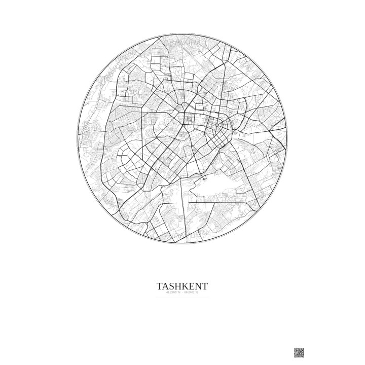 Tashkent City Map Poster 10km | Gravura – Light background