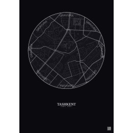 Affiche Tashkent – Poster carte de ville 2.5km | Gravura – Fond foncé