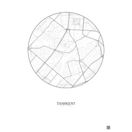 Affiche Tashkent – Poster carte de ville 2.5km | Gravura – Fond clair