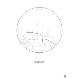 Affiche Caracas – Poster carte de ville 2.5km | Gravura – Fond clair