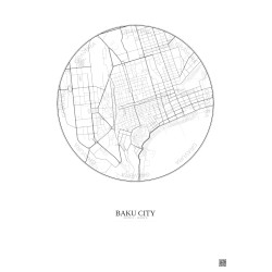 Affiche Baku City – Poster carte de ville 2.5km | Gravura – Fond clair