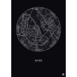 Affiche Ha Noi – Poster carte de ville 10km | Gravura – Fond foncé