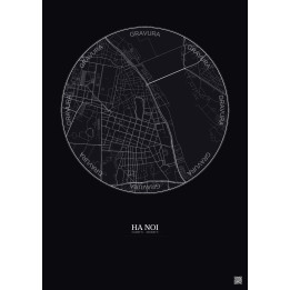 Affiche Ha Noi – Poster carte de ville 2.5km | Gravura – Fond foncé