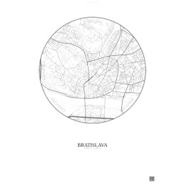 Affiche Bratislava – Poster carte de ville 2.5km | Gravura – Fond clair