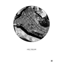 Affiche Abu Dhabi – Poster vue satellite 6km N&B | Gravura – Fond clair