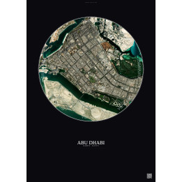 Affiche Abu Dhabi – Poster vue satellite 6km Couleur | Gravura – Fond foncé