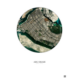 Affiche Abu Dhabi – Poster vue satellite 6km Couleur | Gravura – Fond clair