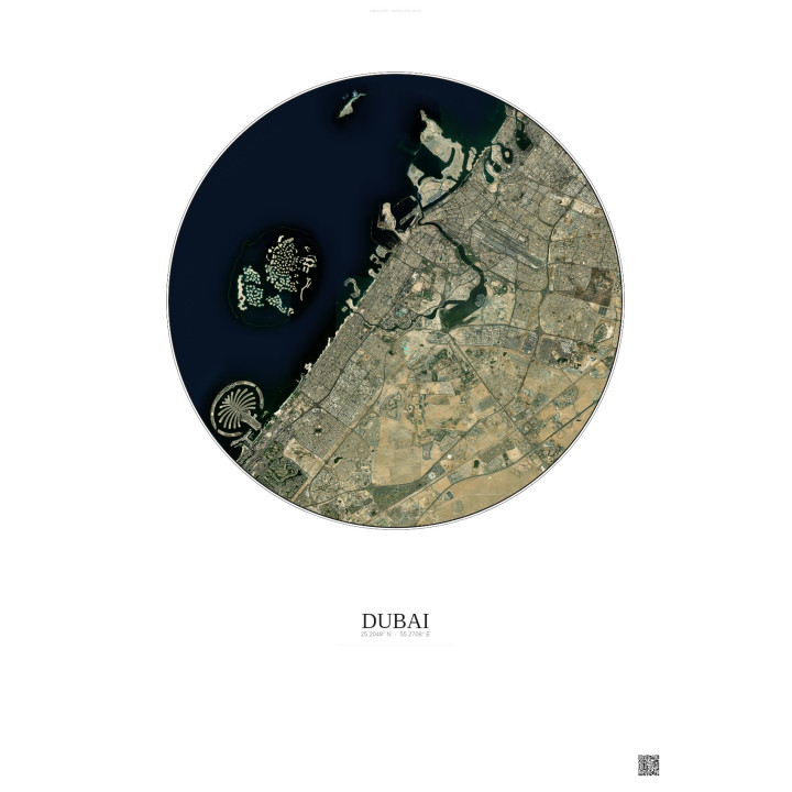 Dubai Satellite View Poster 20km Color | Gravura – Light background