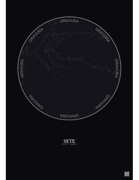 Sete City Map Poster 2.5km | Gravura – Dark background
