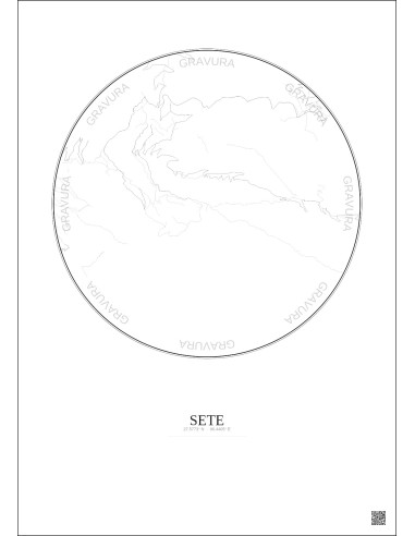 Sete City Map Poster 2.5km | Gravura – Light background