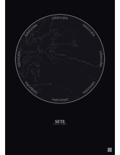 Affiche Sete – Poster carte de ville 5km | Gravura – Fond foncé