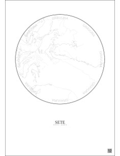 Affiche Sete – Poster carte de ville 5km | Gravura – Fond clair
