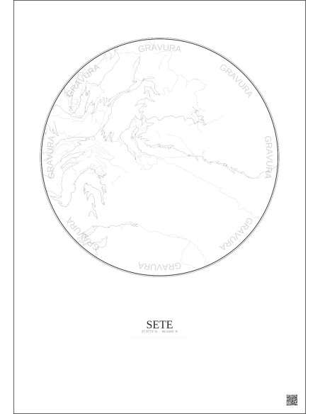 Sete City Map Poster 5km | Gravura – Light background
