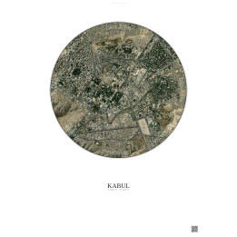 Affiche Kabul – Poster vue satellite 2.5km Couleur | Gravura – Fond clair
