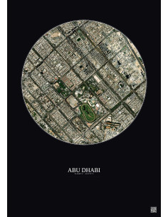 Affiche Abu Dhabi – Poster vue satellite 2.5km Couleur | Gravura – Fond foncé 2