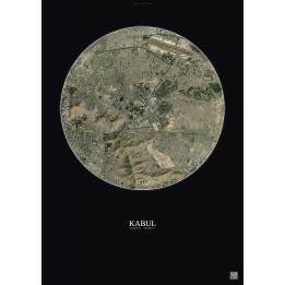 Affiche Kabul – Poster vue satellite 6km Couleur | Gravura – Fond foncé