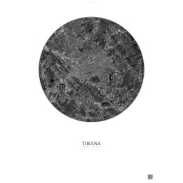 Affiche Tirana – Poster vue satellite 10km N&B | Gravura – Fond clair
