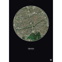 Affiche Tirana – Poster vue satellite 2.5km Couleur | Gravura – Fond foncé