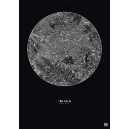 Tirana Satellite View Poster 6km B&W | Gravura – Dark background