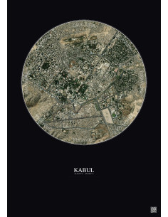 Kabul Satellite View Poster 2.5km Color | Gravura – Dark background