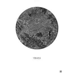 Tirana Satellite View Poster 6km B&W | Gravura – Light background