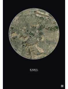 Kabul Satellite View Poster 6km Color | Gravura – Dark background 2