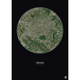 Affiche Tirana – Poster vue satellite 6km Couleur | Gravura – Fond foncé