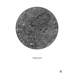Yerevan Satellite View Poster 10km B&W | Gravura – Light background
