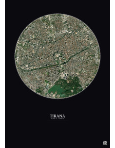 Tirana Satellite View Poster 2.5km Color | Gravura – Dark background