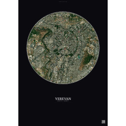 Affiche Yerevan – Poster vue satellite 2.5km Couleur | Gravura – Fond foncé