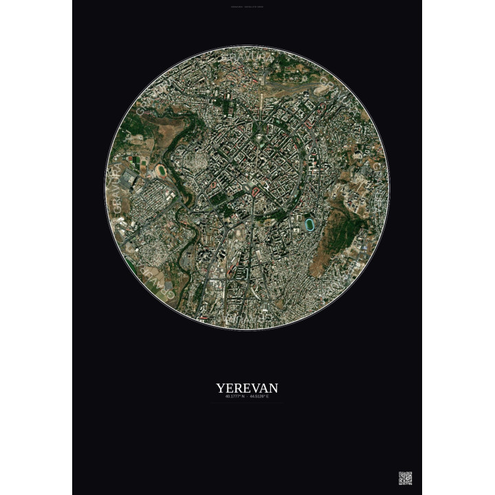 Yerevan Satellite View Poster 2.5km Color | Gravura – Dark background