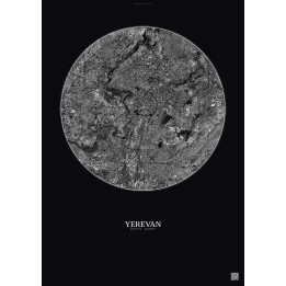 Yerevan Satellite View Poster 6km B&W | Gravura – Dark background